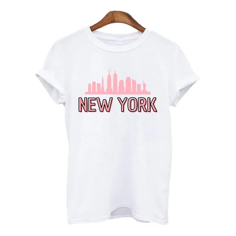 New York City Kawaii T shirt Women Tops Spring Summer Clothing Femme T-shirt Harajuku 90s Streetwear White Black Ladies Tshirts