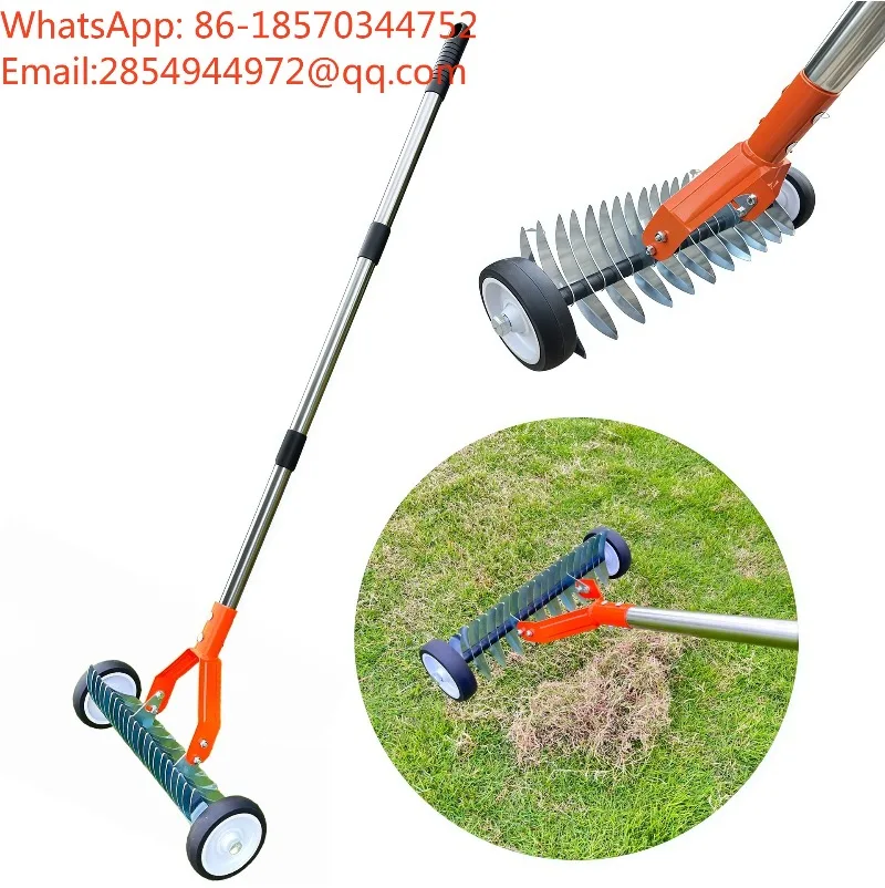 Belt-wheel Weed Roller Rake, Lawn Leaf and Dead Grass Rake, Soil Loosening Rake, Garden Cleaning Rake