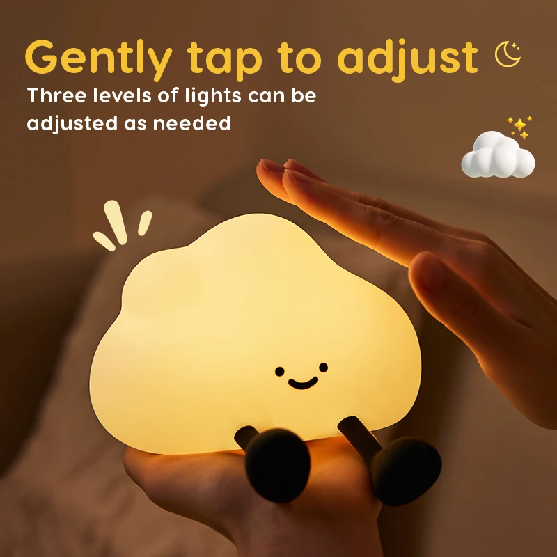 Led night light bonito panda elefante cão pato silicone lâmpada recarregável quarto decoração de cabeceira nightlight para crianças presente aniversário
