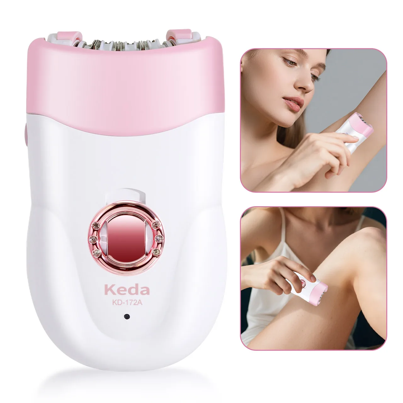 

Keda Portable Hair Removal Mini Rechargeable Device for Women Full Body Universal Clip Wheel Underarm Hair Removal shave razor