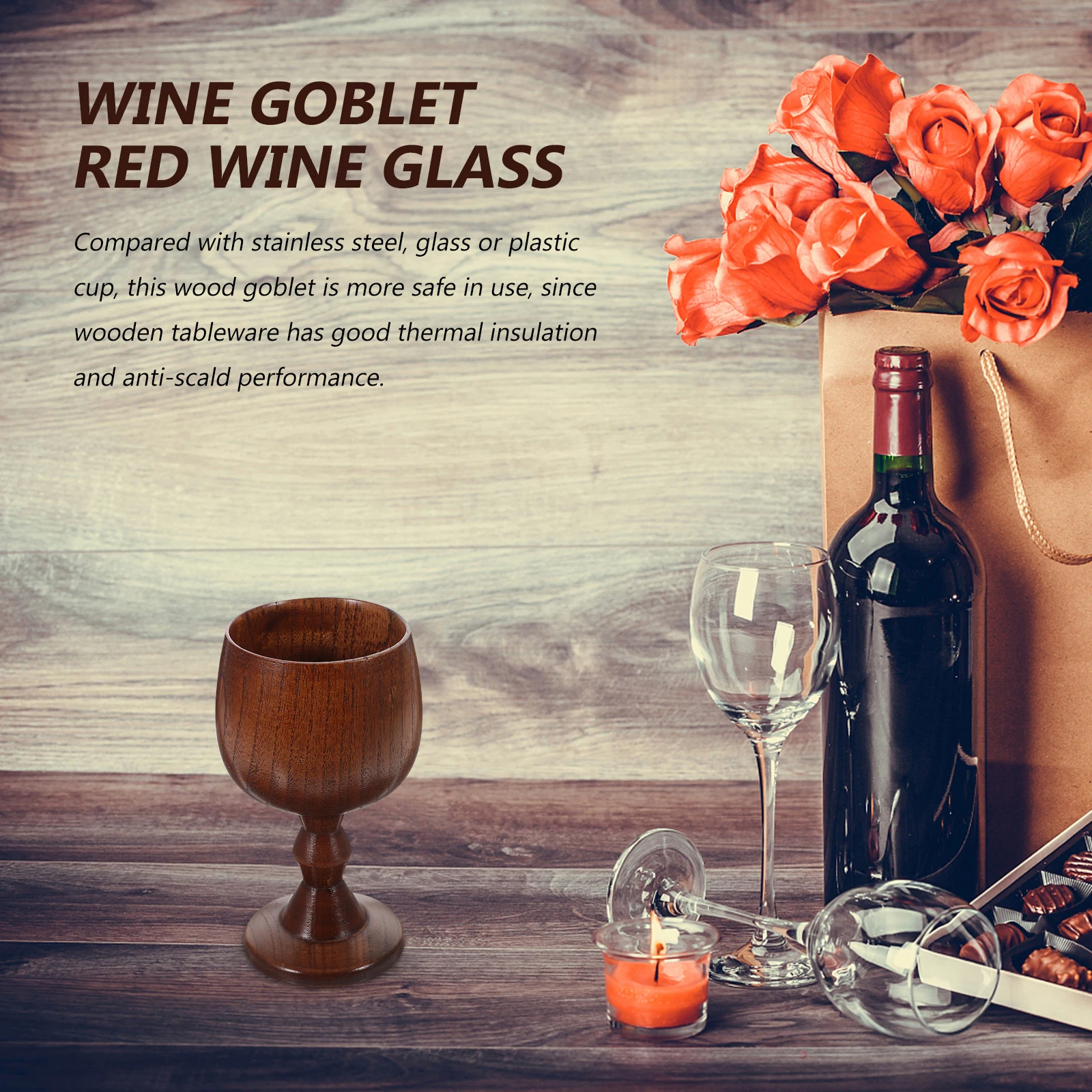 

Handmade Natural Spruce Wood Goblet Cup Environmental Classical Wine Glass Round Red Wine Teapcup Solid Wooden Goblets