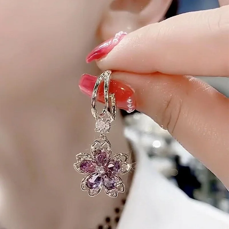 Vintage elegante lila Kristall Wasser tropfen lange Quaste Ohrringe für Frauen Design funkelnden Abschluss ball Accessoires Party Schmuck Geschenke – Detail 15