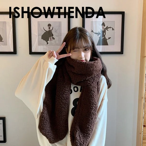

Warm In Autumn And Winter Thickened Lamb Hair Scarf Women's Cute Wearing Guide Plush Warm Japanese Solid Color Thicken Scarf