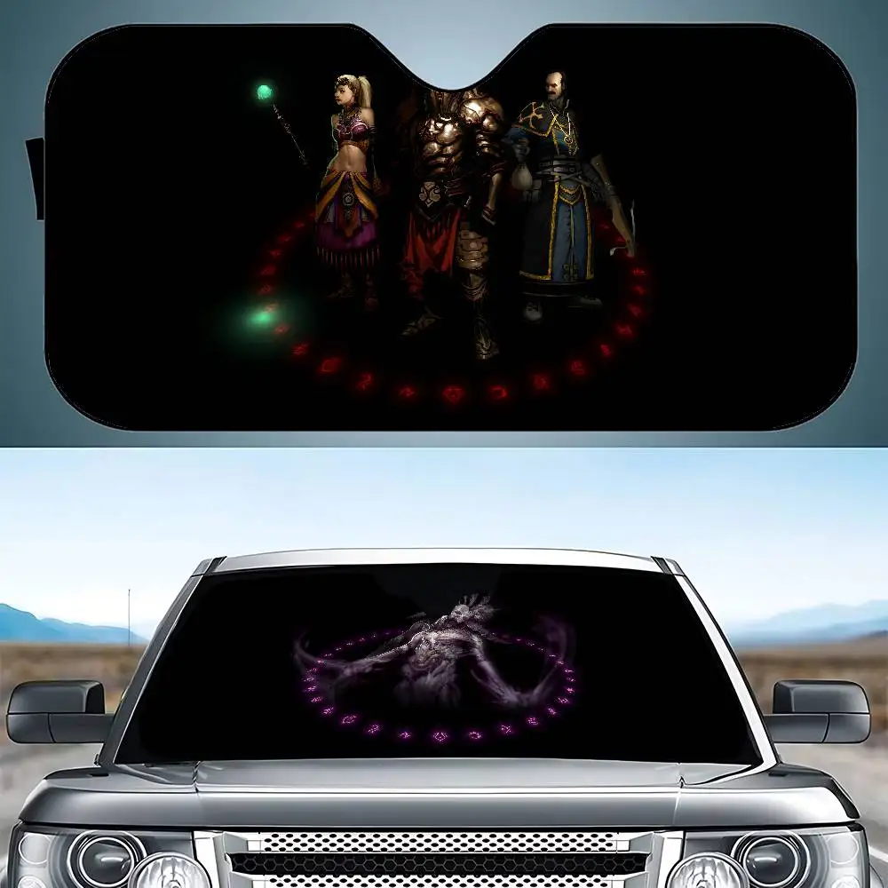 D-Diablo III 車用サンシェード 車用サンシェードカバー カバー ユニバーサルフロントガラス折りたたみバイザー