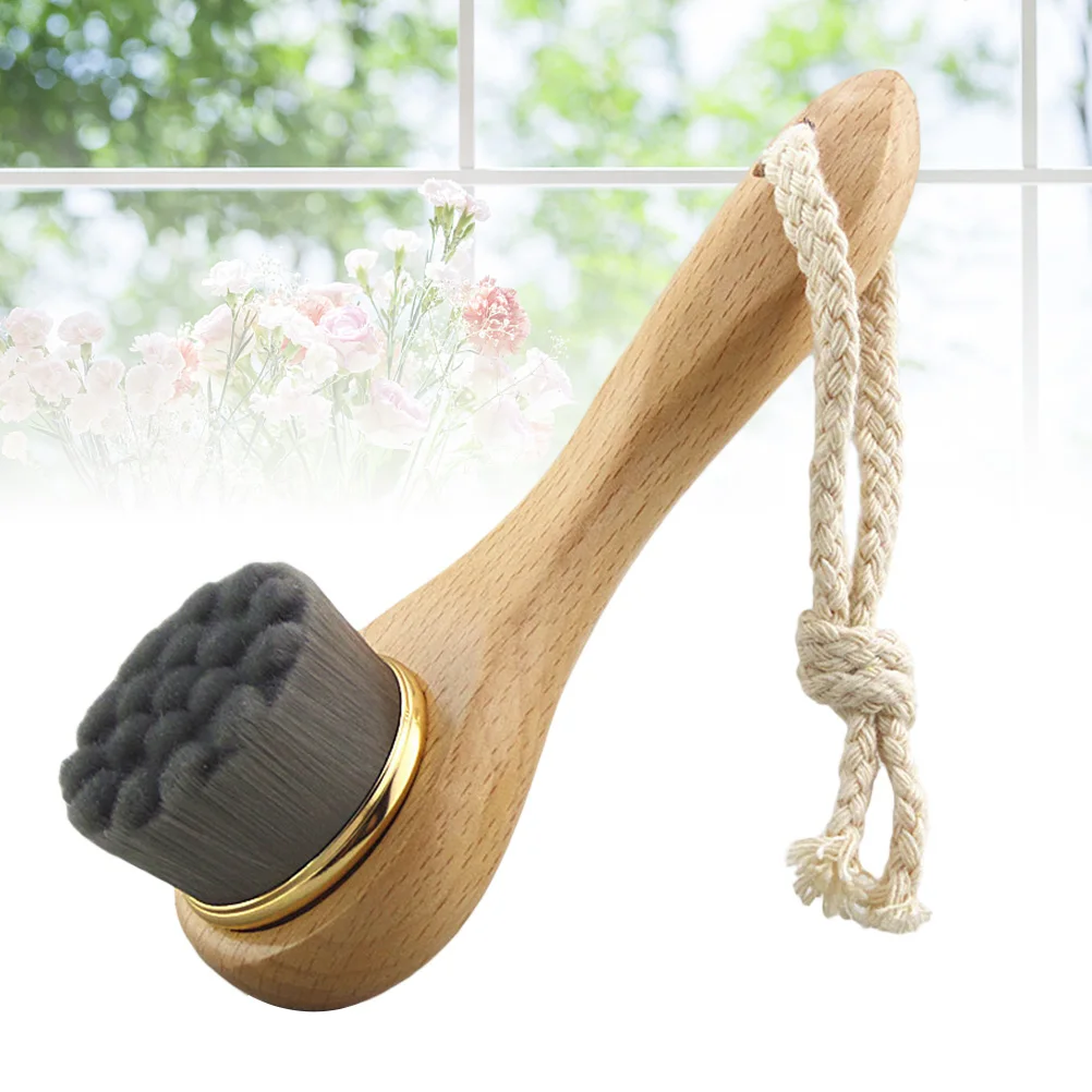 

Facial Cleansing Brush Deep Pore Exfoliating Scrub Long Wooden Handle Face Cleaning Brush Blackhead Acne Removal