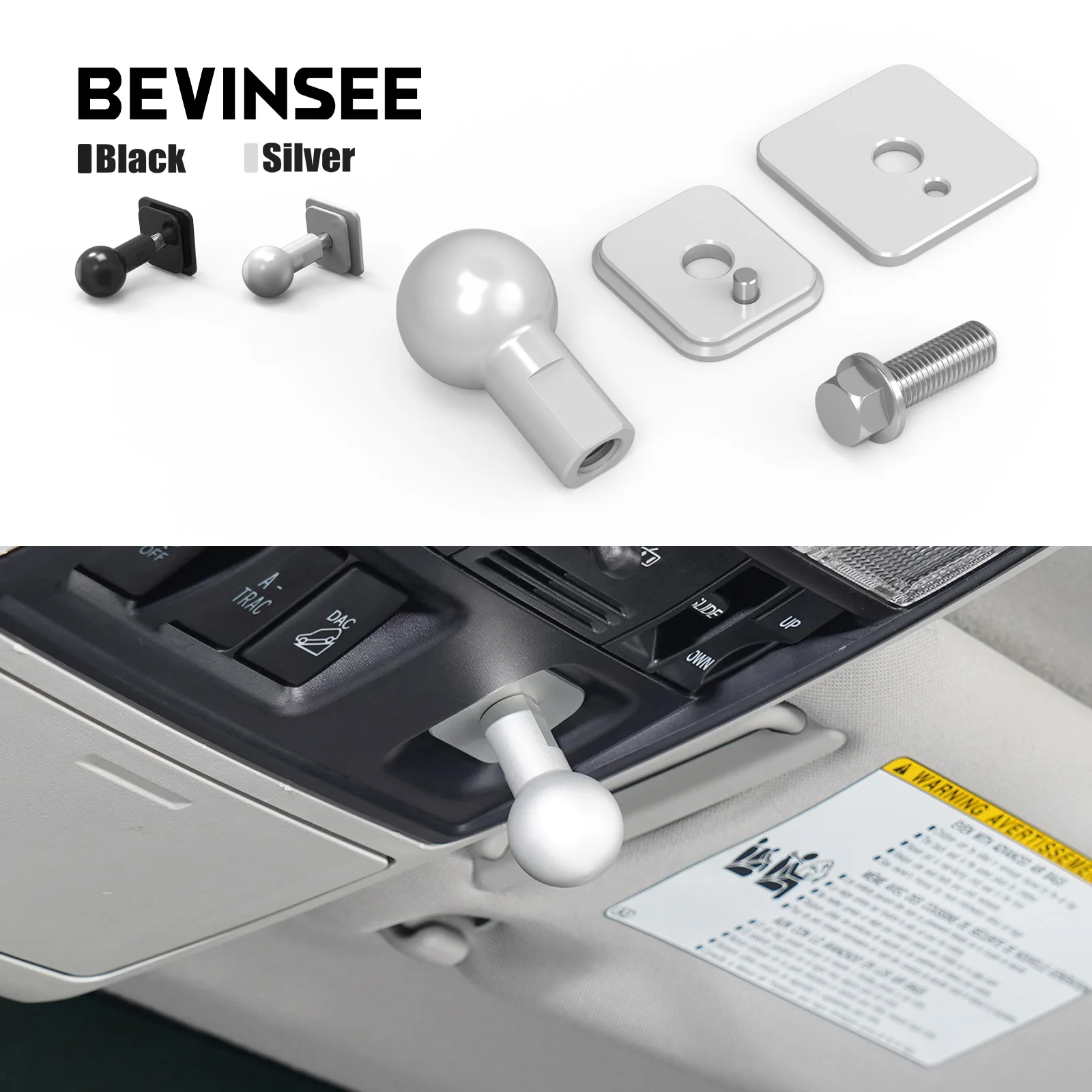 

BEVINSEE Overhead Console Ball Mount Adapter for Toyota 4Runner 2010-2024, Replace 86750-35010