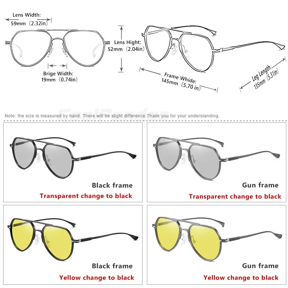 CoolPandas Hohe Qualität Aluminium Photochrome Sonnenbrille Für Männer Frauen Polarisierte Chameleon Linsen Brillen Fahren Pilot Gläser – Detail 10