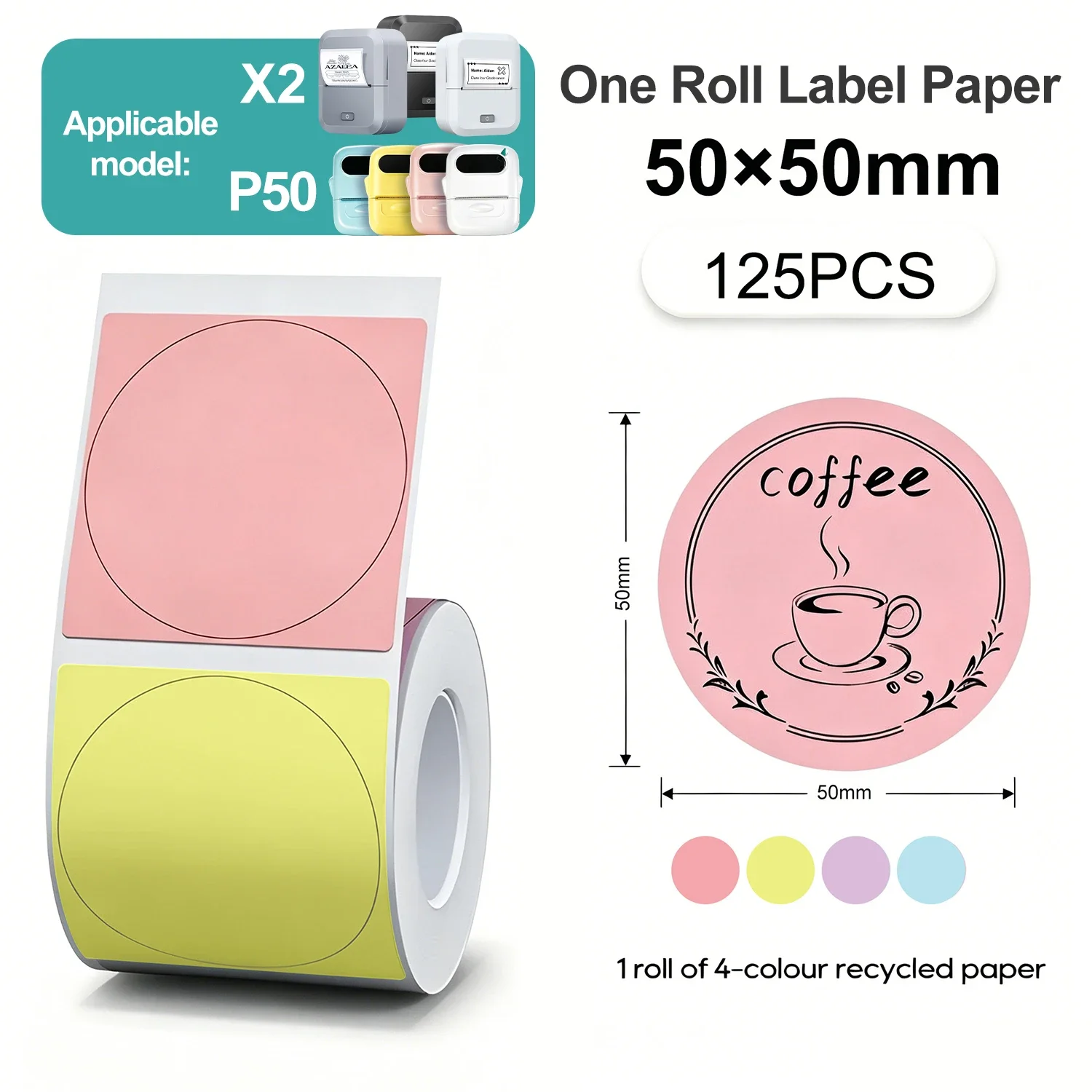 Weiße/farbige/transparente Thermoetiketten, Aufkleber, selbstklebende Papierrollen-Druckeretiketten für den tragbaren Drucker MARKLIFE X2