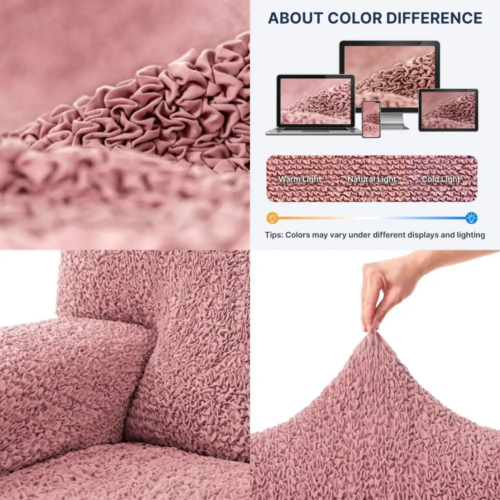 

Stretchable Desk Chair Slipcover with Zipper - 1-Piece Fabric Cover - Microfiber Collection - Coral Pink