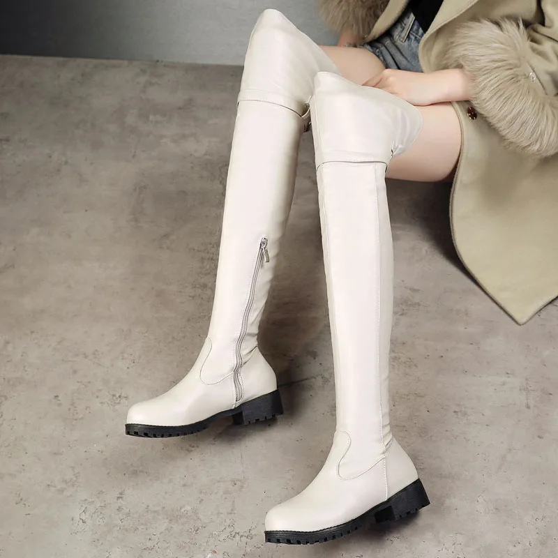 

Классические зимние ботинки из искусственной кожи, женские сапоги выше колена с пряжкой на ремне, женская обувь на квадратном низком каблуке WSH5425