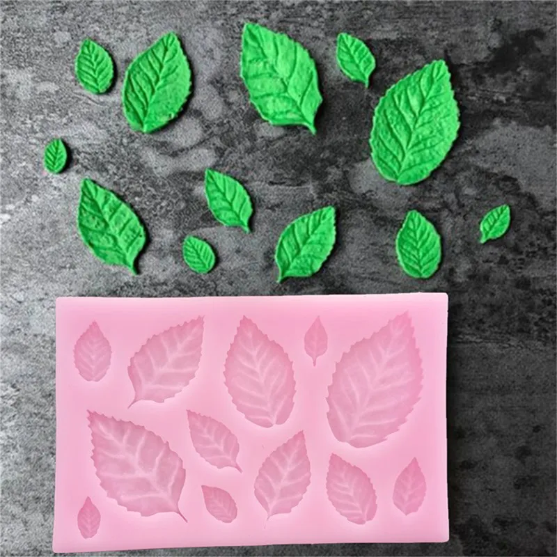 1Pc Leaf Shaped Silicone Mold Leaves Cake Decor Fondant Cookies Moulds Baking Tool