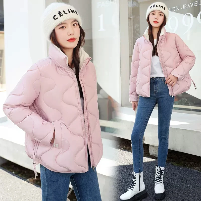 2023 New Winter Down Padded Jacket Women Short Overcoat Korean Shiny Loose Thick Warm Parka Female Fashion Winter Coat Outerwear