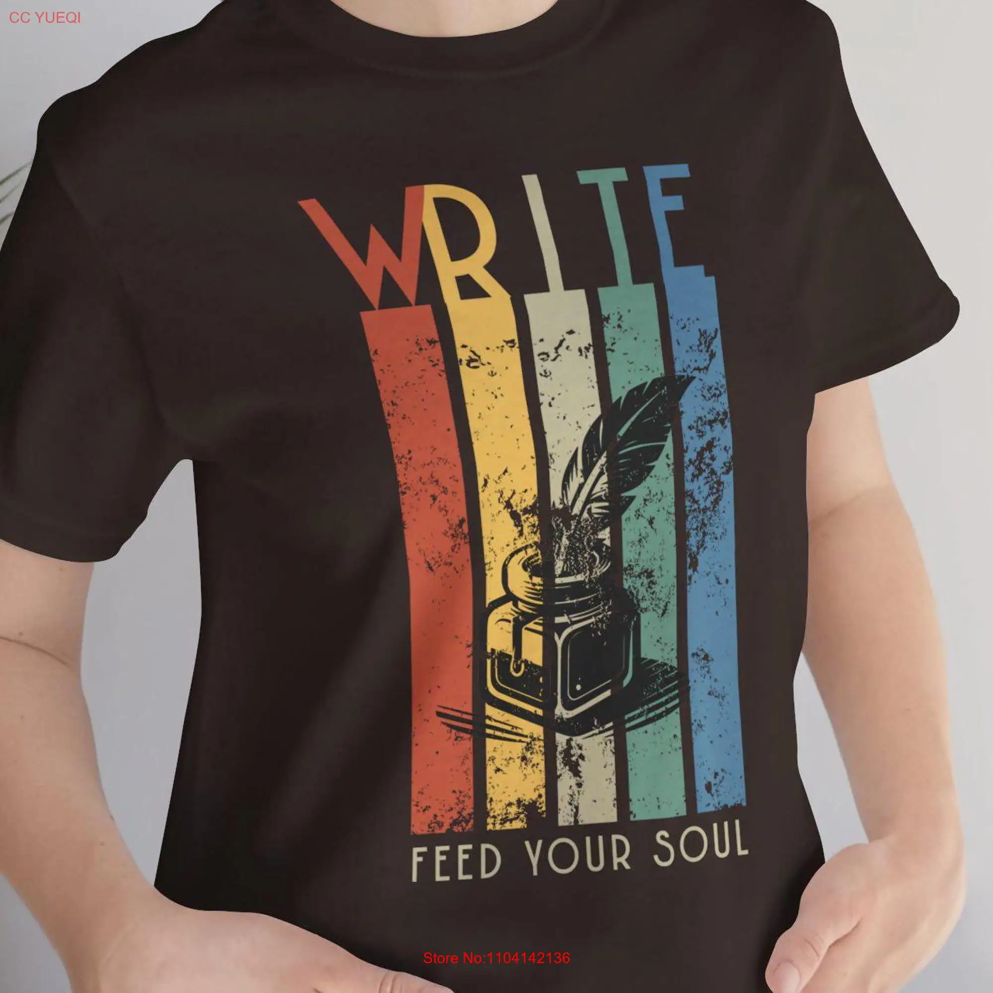 Write Feed the Soul Vintage Distress Style T Shirt Jersey  Mom Sister Wife Vibrant Colorful Vibe Trendy