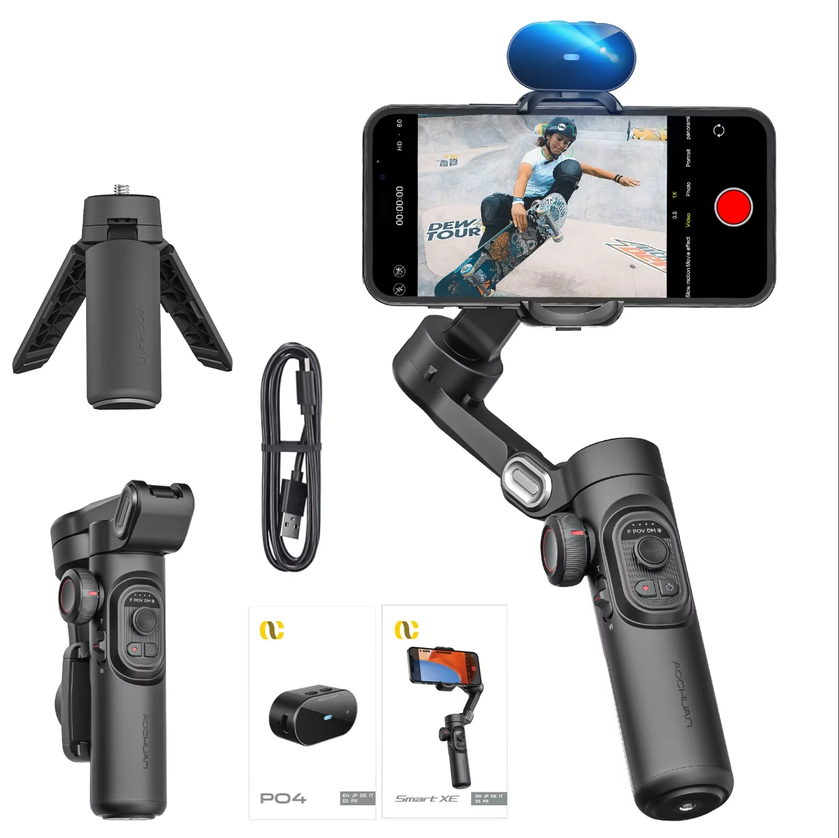AOCHUAN Smart XE 3-assige handheld gimbal-stabilisator voor smartphone iPhone Android Face Tracking Vlog Live streaming