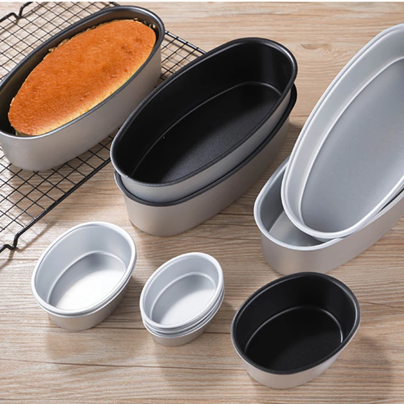 Aomily Oval Cheese Cake Mold Pudding Pan Anodized Aluminum Alloy Non-stick Mould Kitchen Baking Multi Sizes Bakeware Cake Tools