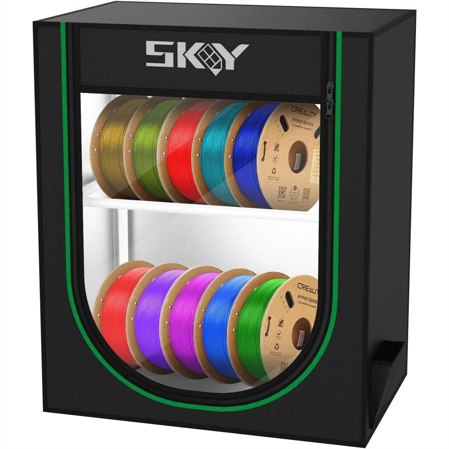 

3D Printer Filament Storage Box, 2-Tier Shelves for 10 Rolls, Sturdy Iron Frame for Workshop
