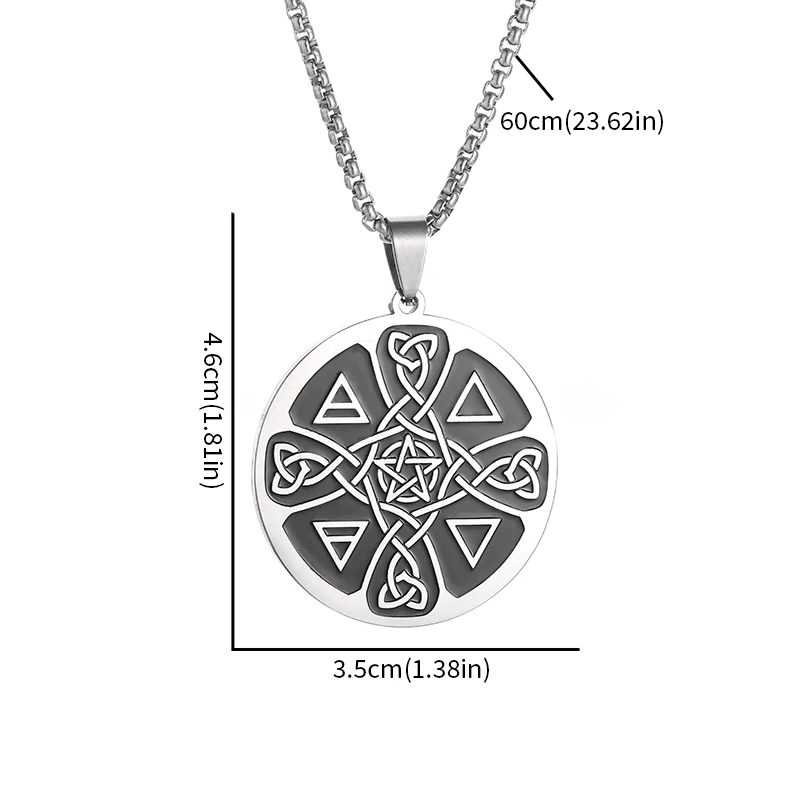 Stainless Steel Celtic Knot Pentagram Pendant Necklace for Men Women Punk Hip Hop Witch Knot Lucky Amulet Jewelry Gift image 6