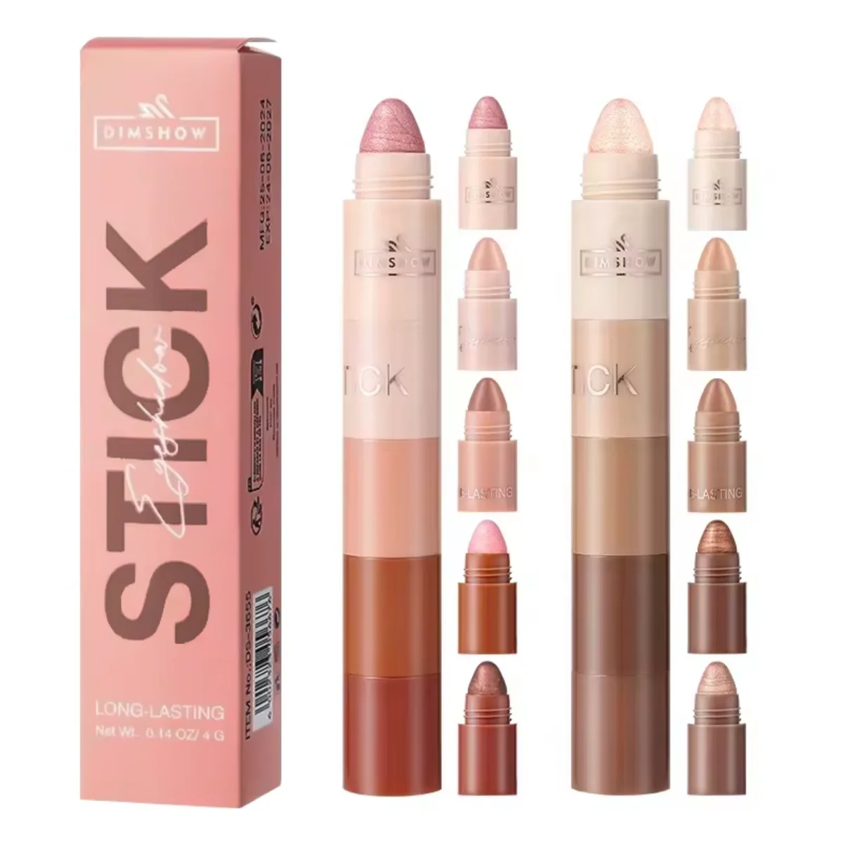 5 في 1 مجموعة أقلام ظلال العيون المخملية غير اللامعة الصباغ لامع تسليط الضوء على مزيج ماكياج الوردي البني قلم ظلال العيون الصغير مستحضرات التجميل