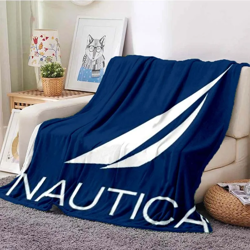 N-Nautica Nautical Anchor Print Flannel Blanket Ultra Soft Warm Throw For Couch Bedroom Living Room Indoor Home Decor Gift 3