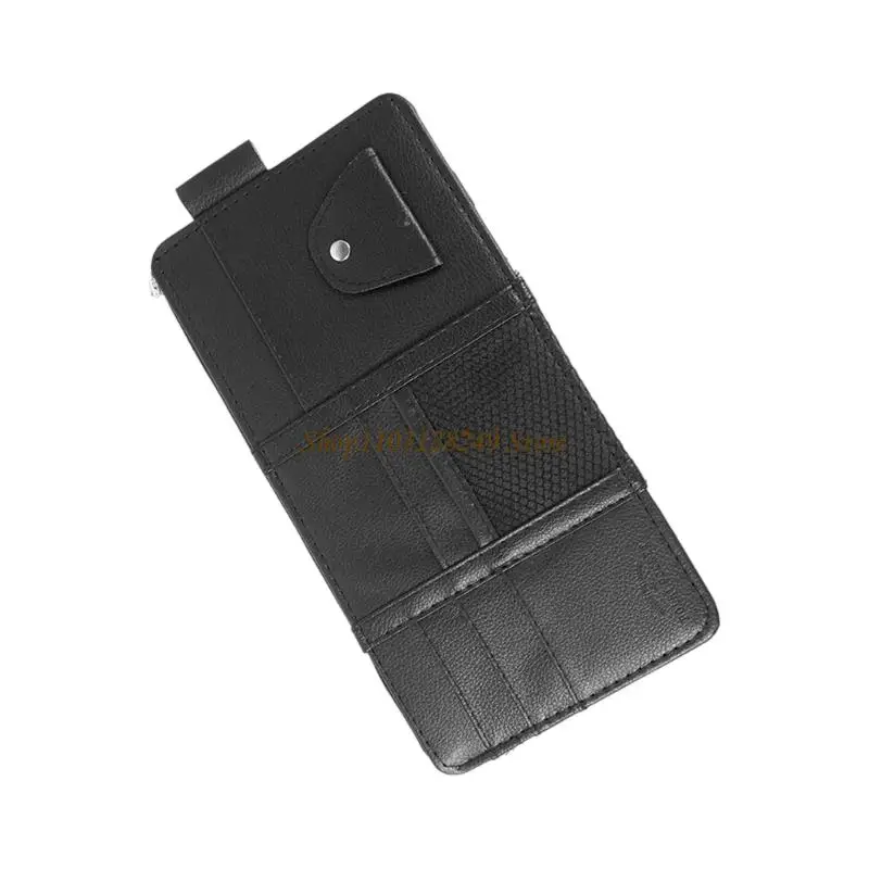 N5KD Car Sun Visors Sunshade Organizers Storage Clip Bag PU Leather Tear Resistant