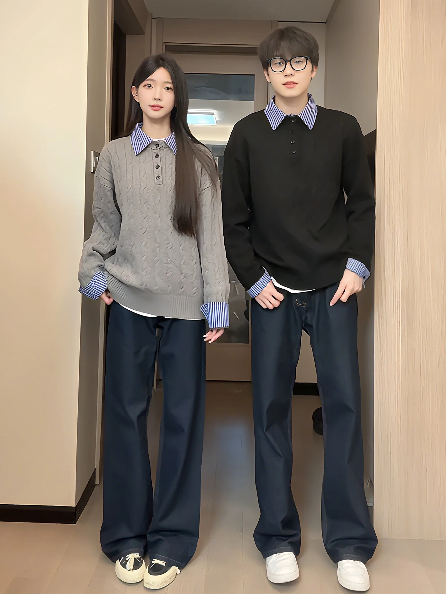 

American Retro Twisted Knit Sweater Men's Autumn Lazy High-End Collar Fake Two-Piece Knitted irt Old Money Sle Top