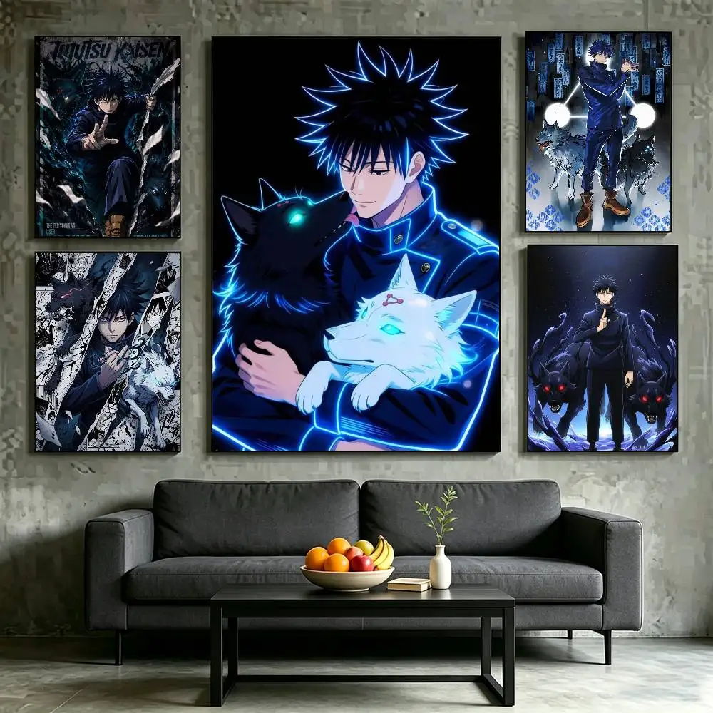 Anime Jujutsu Kaisen Megumi Fushiguro Poster Waterproof Wall Art Sticker For Bar Living Room Vintage DecorHigh Quality PrintGift