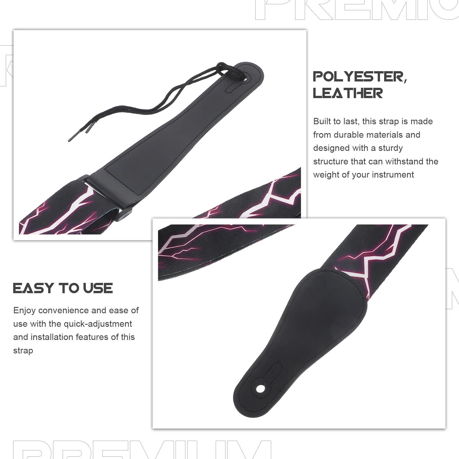 

107 168cm Adjustable Guitar Bass Strap Fashion Performance Accessory Polyester Shoulder Belt