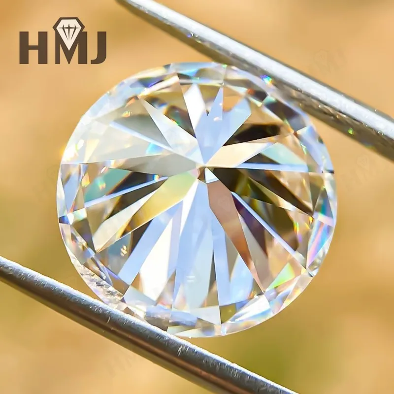HMJ 0,1-13 Karat Moissanit-Stein, runde Form, Farbe D, Reinheit VVS1, Brillantschliff, Diamanttester-geprüft, mit GRA-Zertifikat, Perlen – Detail 30