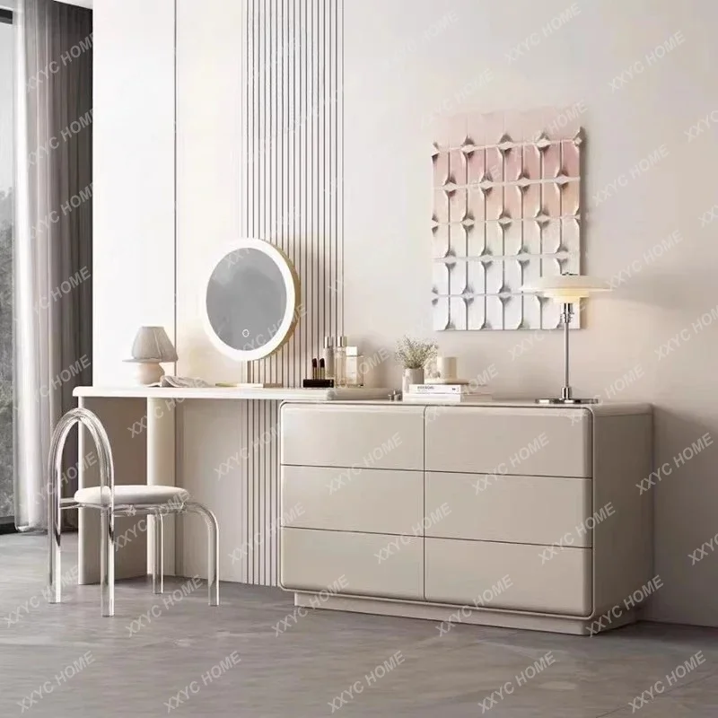 To Medieval Minimalist Light Luxury Paint Chest Dresser China Red Storage Cabinet Telescopic ED Lamp Makeup Table