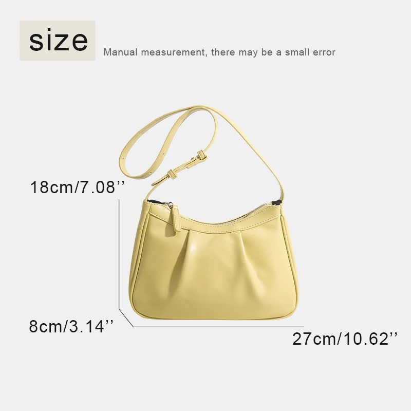 Bolsas casuais coreanas para mulheres bolsas e bolsas de grife de luxo 2023 novas em couro PU com decoração franzida pequena bolsa de ombro nas axilas disponível para atacado alta qualidade Frete grátis