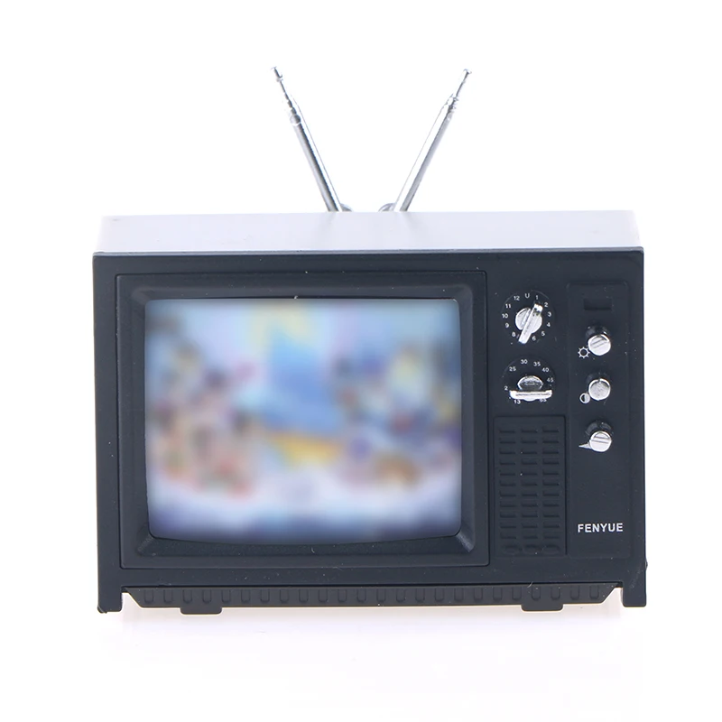 1:12 Doll House Vintage TV Simulation Miniature Furniture Dollhouse Living Room Decor Television DIY Dolls House Accessories