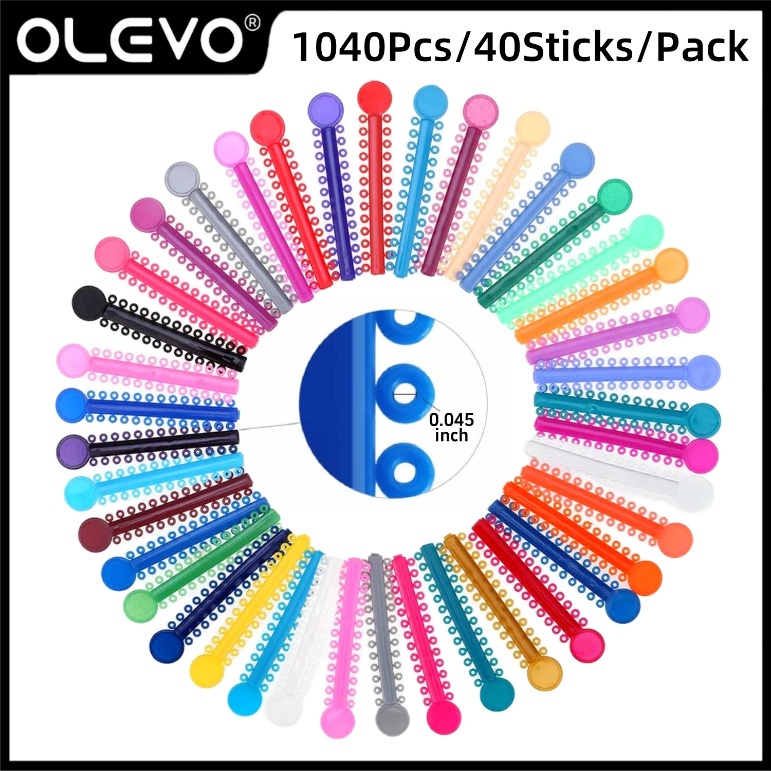 1040PCS/40Sticks Dental Orthodontic Elastic Ligature Ties for Brackets Braces Colourful Ligating Modules Ortho Treatment Tools