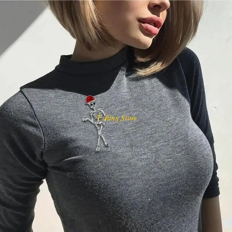 N58F Retro Skull Designs Brooch Sturdy Alloy Gothic Jewelry for Women Stylish Outfit Enhancer Secure Pin Gift