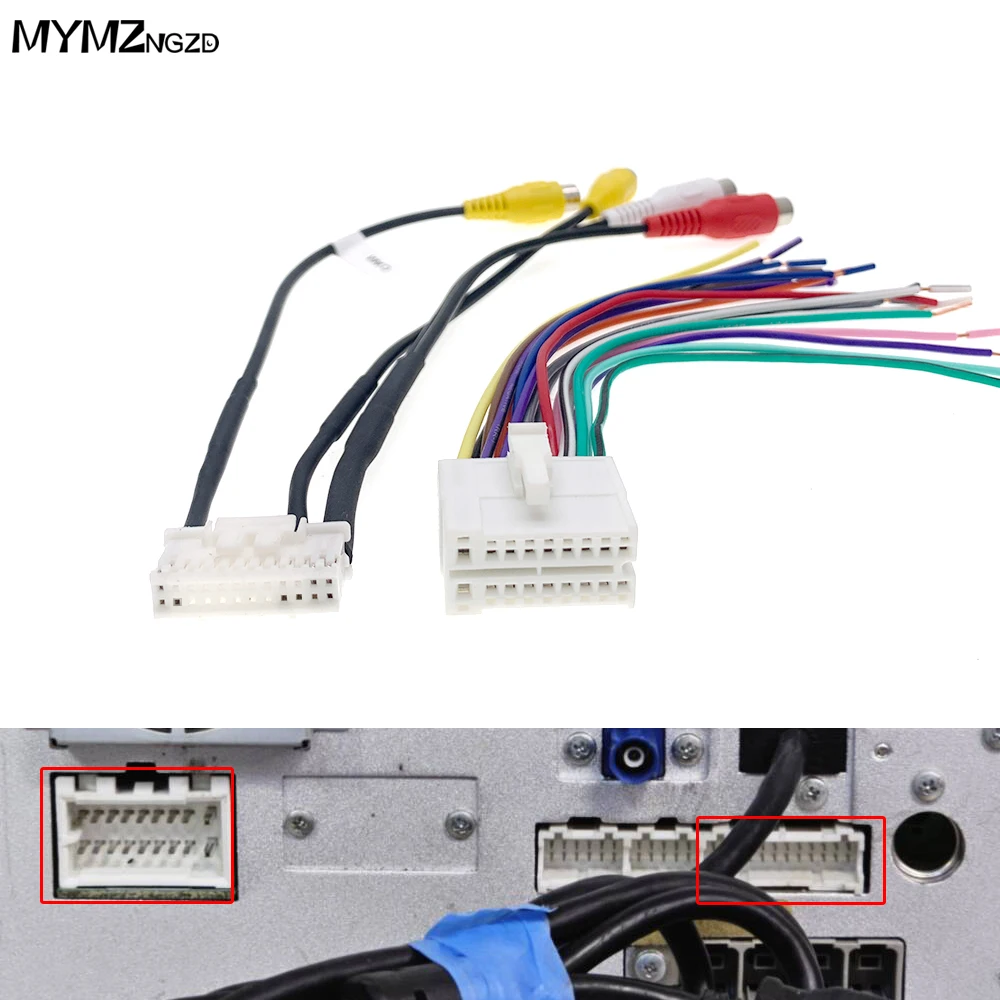 18 24 Pin Car Stereo Radio Camera AUX Video IN RCA Power Speaker Wiring Harness for Clarion NX404 NX403 NX405 NX706 NX807 VX807