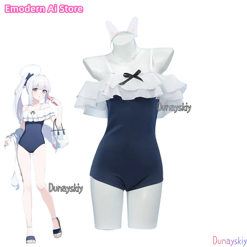 Tsukiyuki miyako cosplay fantasia sexy kawaii verão maiô anime jogo azul arquivo traje disfarce adulto mais roupas femininas