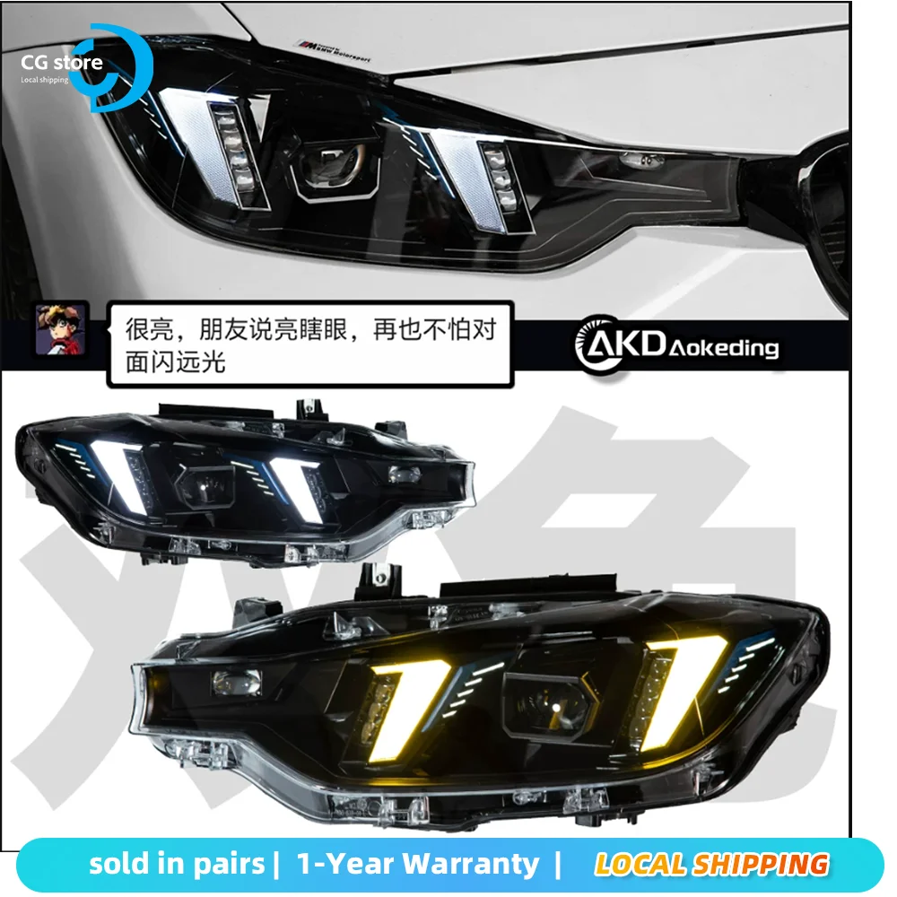 CG Car Styling CSL Snake Eye Yellow LED Headlight Assembly for BMW 3 Series F30 F31 M3 2012-2019 Front Lamps Auto Accessories