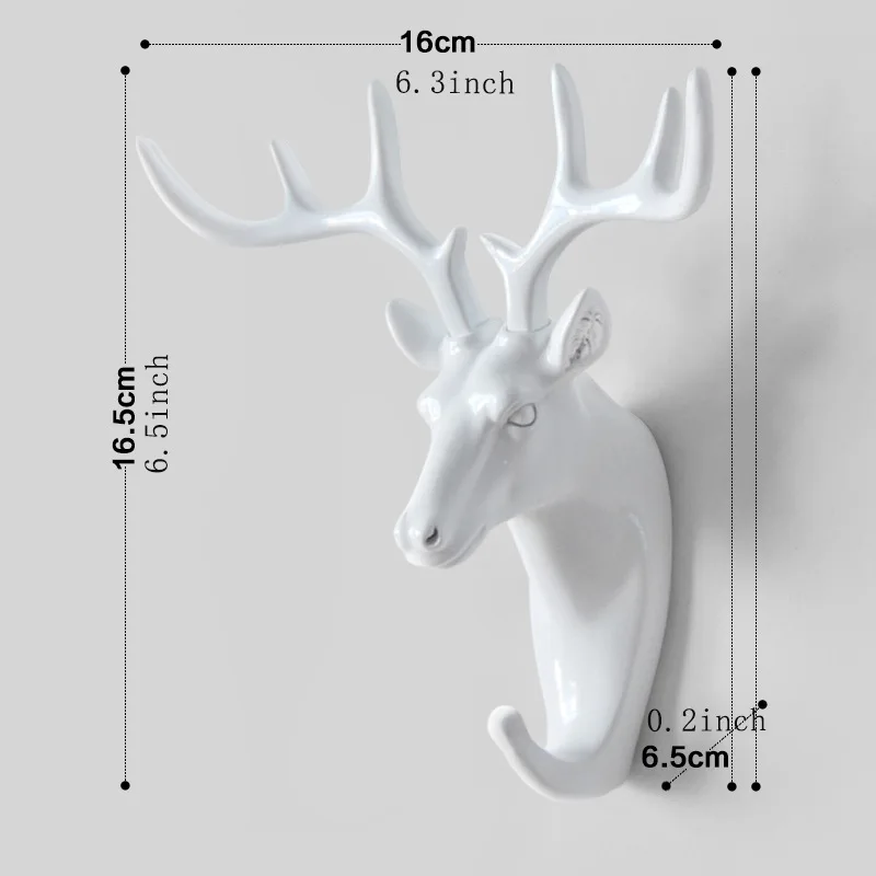 White European Style Animal Head Hooks No Drill Strong Adhesive Wall Decor Deer Horse Rhino Elephant Goat Giraffe Coat Hangers