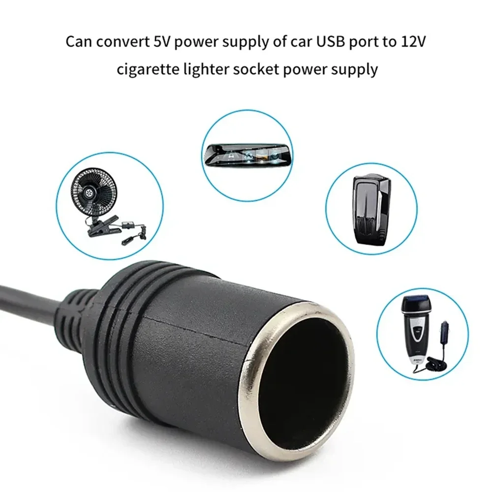 5V To 12V Car Cigarette Lighter Socket USB Converter Adapter Wired Controller Plug Connector Adapter Auto Interior Accessories