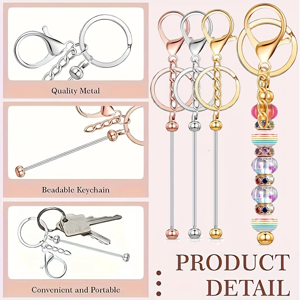 Blend Color Blank Beadable Key Rods for DIY Keychain Making