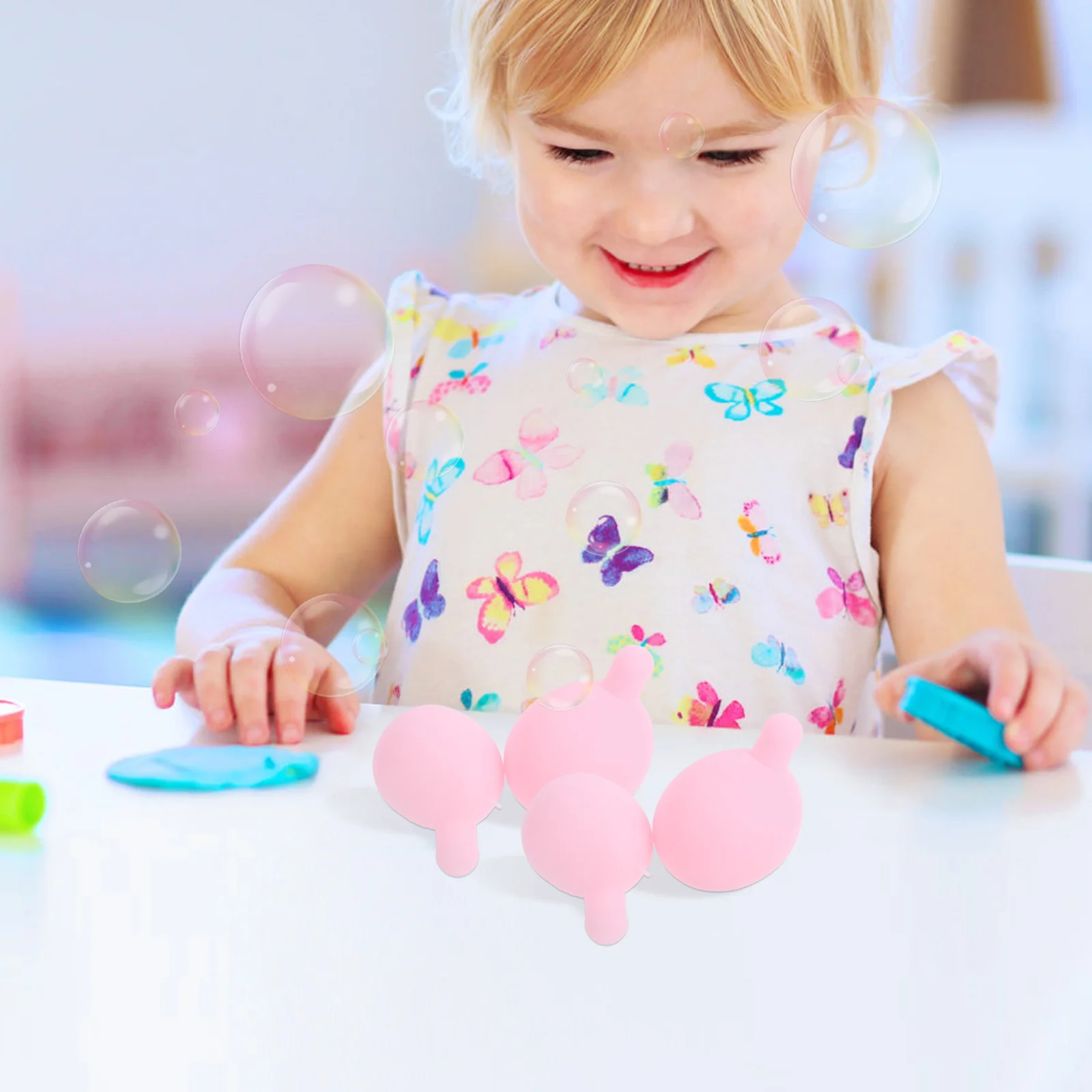 12 Stück Press-Blaseneinsatz, rosa Silikon-Innenkern, Ersatzbälle, DIY-Blasenblasen-Squeeze-Einsätze für Stressabbau und