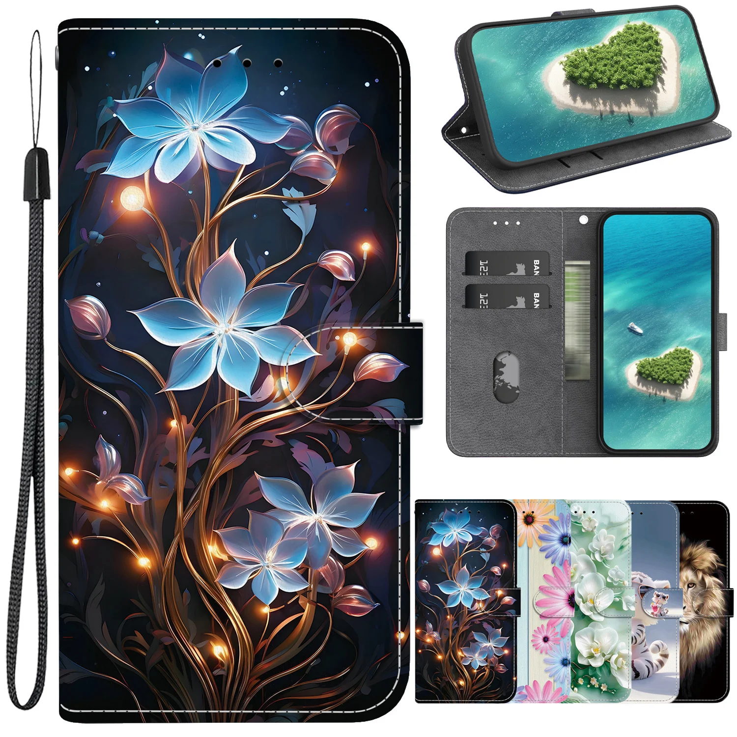 Gemalt Flip Leder Brieftasche Fall Für Xiaomi 11 12 12T 13 13T 14 14T 15 Pro 15 Ultra 12X 13 12 Lite Magnetische Brieftasche Halterung Abdeckung