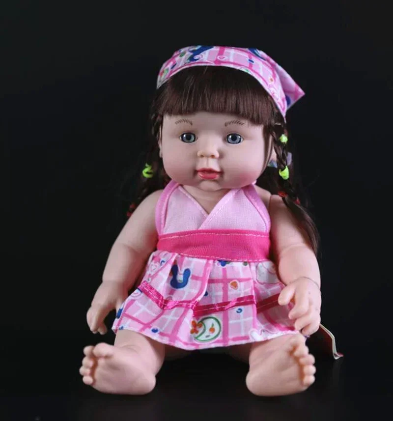 [Engraçado] muito fofo 30cm olhos azuis bandana saia menina boneca reborn bebê bonecas recém-nascidas modelo figuras crianças presente da menina