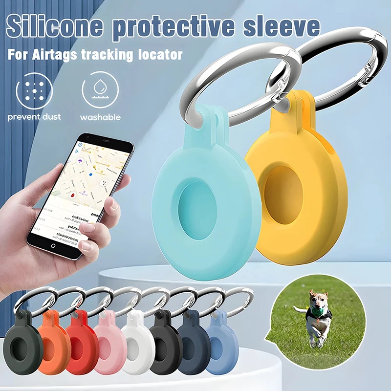 

Силиконовый чехол для Apple AirTag, защитный водонепроницаемый чехол 360°, аксессуары для трекера AirTag, брелок для ключей, кольцо для ключей