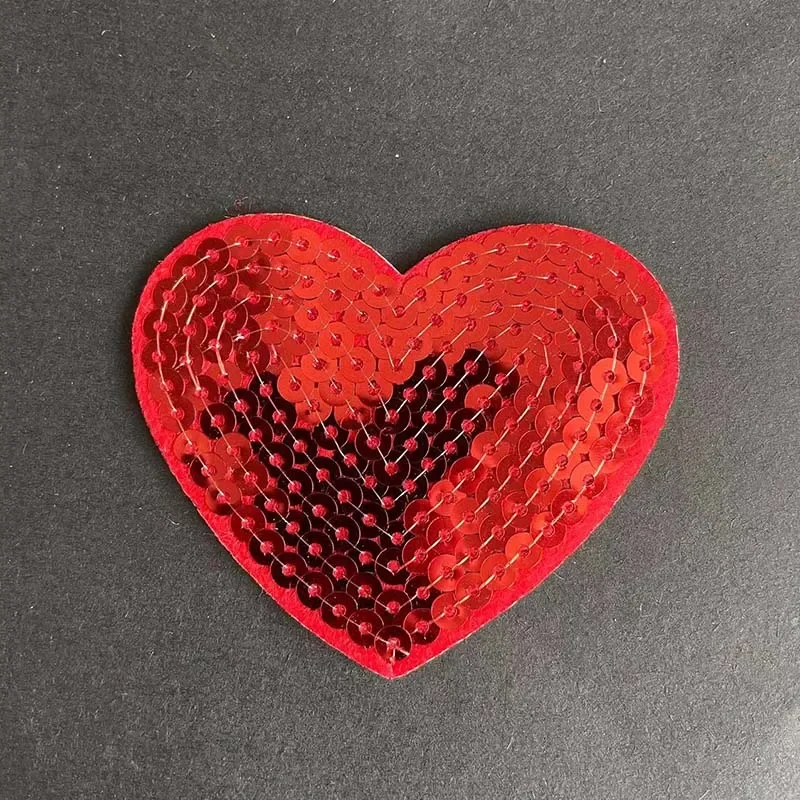 6*7CM/5PCS Red Sparkle Heart Sequin Applique Patch  display picture 3