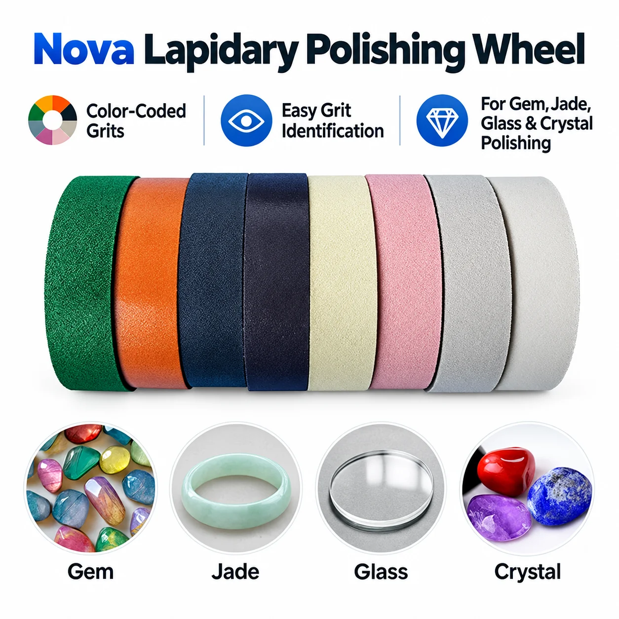 High Quality Nova Polishing Wheel Lapidary 60 Grit Etc Nova Soft Resin Polishing Cabbing Wheel