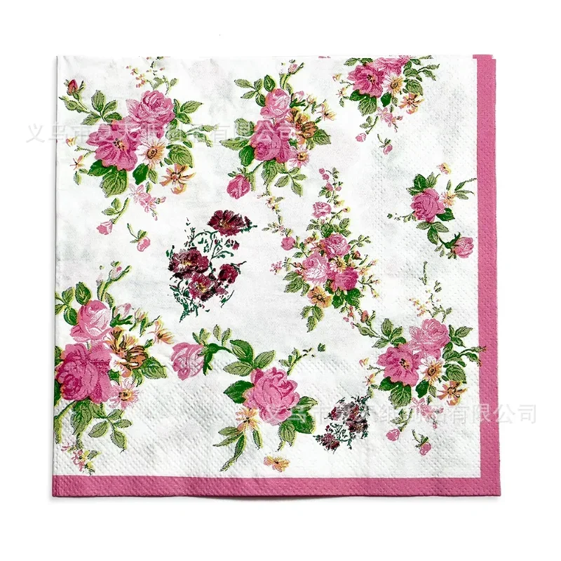 Floral Printed Handkerchiefs Party Event Napkins Mother & Baby Food Grade Printed Colourful Fragrance Free Facial Tissues 20pcs