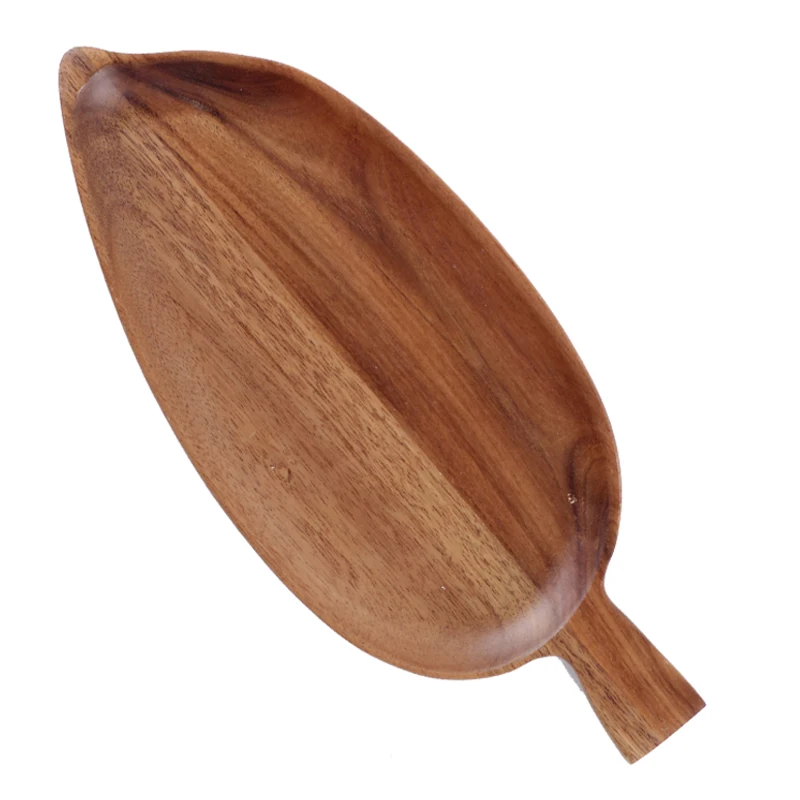 

Wooden Plate Serving Tray Snack Plate Sushi Dishes Cake Fruit Platter Home Kitchen Restaurant Food Plate Leaf Shaped Tableware