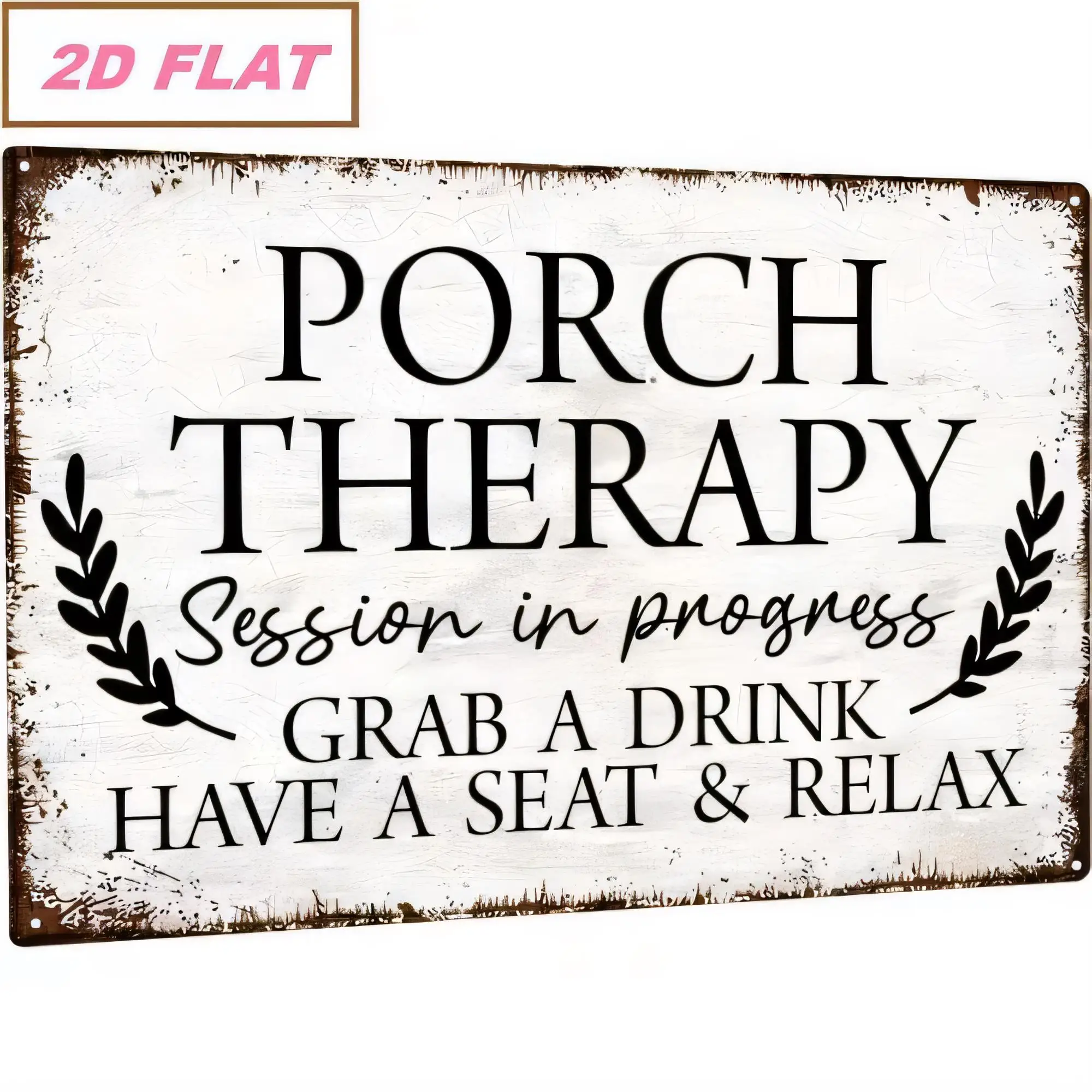 Tin Sign Porch Therapy Session in Progress Grab a Drink Have a & Relax Vintage Farmhouse Metal Wall Decor for Patio Door Backyar