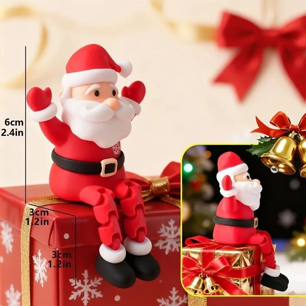 5/10pcs 3D Printed Articulated Santa Claus Figurine Movable Sitting Ornament Shelf Mantel Desk Home Office Christmas Decor Gift
