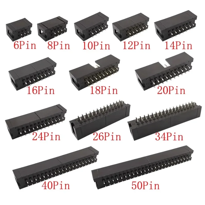 

10Pcs DIP 2.54MM Pitch (6Pin/8Pin/10Pin~50Pin) Male Socket Straight IDC Box Headers PCB Connector Double ROW DC3 HEADER